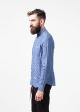Load image into Gallery viewer, Linen Button Up in Blue Diamond